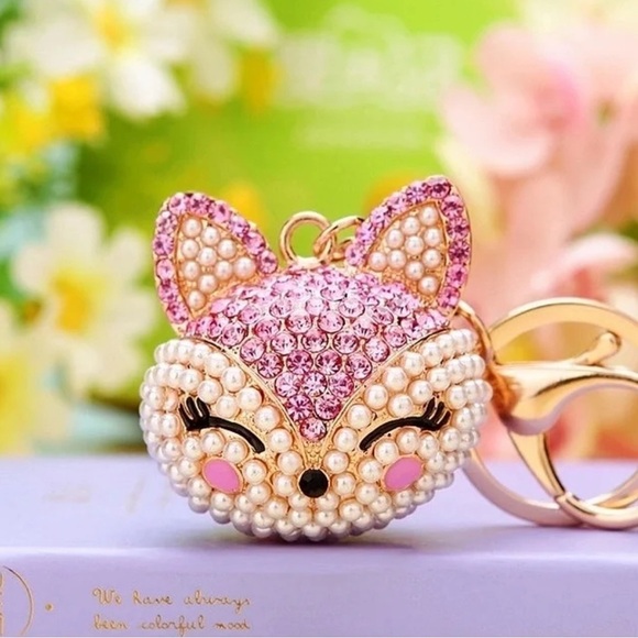 Trendy boutique Accessories - Bag Charm Key Ring - Pink Fox